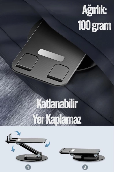 Kaliteli Katlanabilir 360 Dönen Ayarlı Telefon Tutucu Masaüstü Telefon Tablet Standı S014 - 5