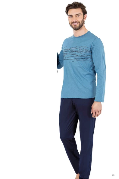 Pierre Cardin 6061 Erkek Uzun Kollu Bisiklet Yaka Pijama Takımı - 4