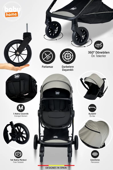 Baby Home 9 In 1 Full Takım Set 1010 Travel Sistem Bebek Arabası 560 Bebek Oyun Parkı Yatak Beşik - 8