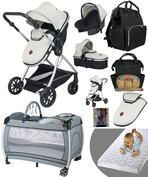 Baby Home 9 In 1 Full Takım Set 1010 Travel Sistem Bebek Arabası 560 Bebek Oyun Parkı Yatak Beşik - 2