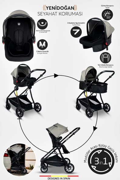 Baby Home 9 In 1 Full Takım Set 1010 Travel Sistem Bebek Arabası 560 Bebek Oyun Parkı Yatak Beşik - 9