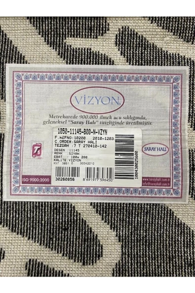 Simin 11145 B 100x200 cm Siyah Gri 2 mt Yolluk - Resim 6