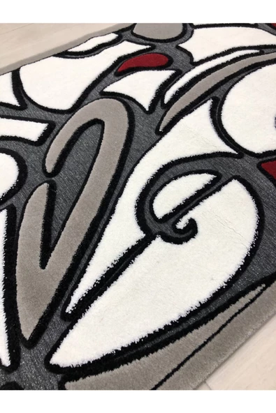 Jade 97x200 Z028-03 Gri Kırmızı Beyaz 2 Metre Yolluk - Resim 6