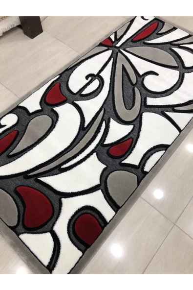 Jade 97x200 Z028-03 Gri Kırmızı Beyaz 2 Metre Yolluk - Resim 3
