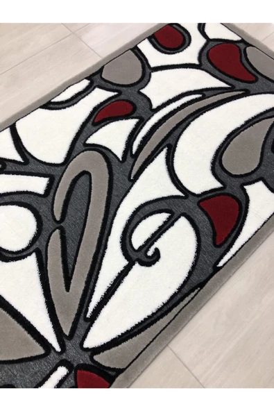 Jade 97x200 Z028-03 Gri Kırmızı Beyaz 2 Metre Yolluk - Resim 4