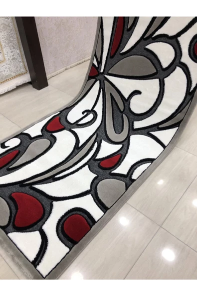 Jade 97x200 Z028-03 Gri Kırmızı Beyaz 2 Metre Yolluk - Resim 7