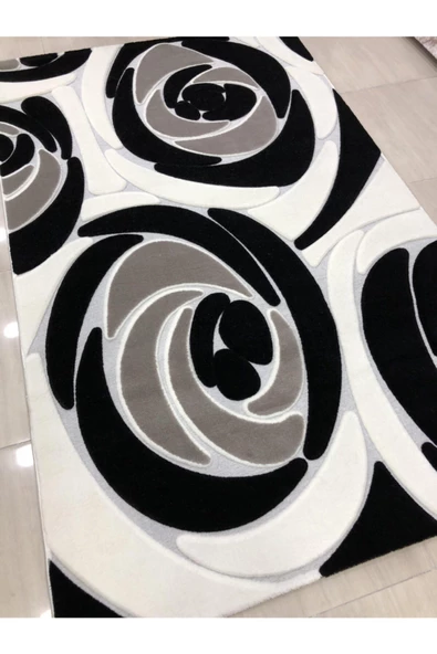 Jade Je 0018-03 Siyah Beyaz Halı - Resim 4