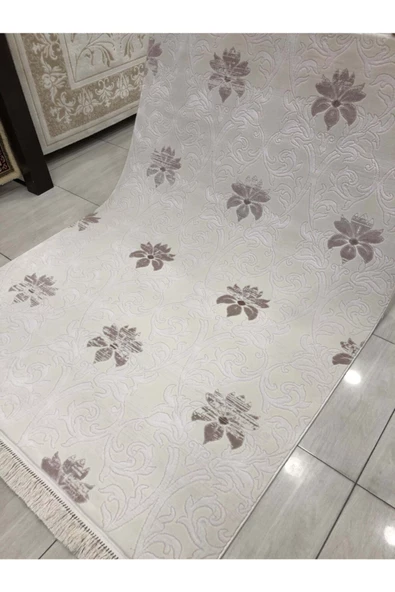 Ezo 0767 A  Beyaz Pudra 4 M2 Halı  165 x 230 - Resim 7