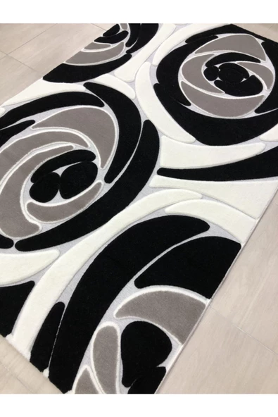 Jade Je 0018-03 Siyah Beyaz Halı - Resim 5