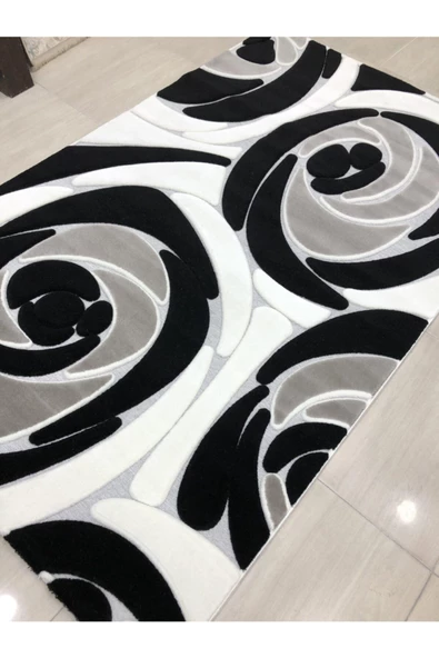 Jade Je 0018-03 Siyah Beyaz Halı - Resim 3