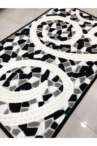 Siyah Beyaz Jade Halı 0024-03 - Resim 3