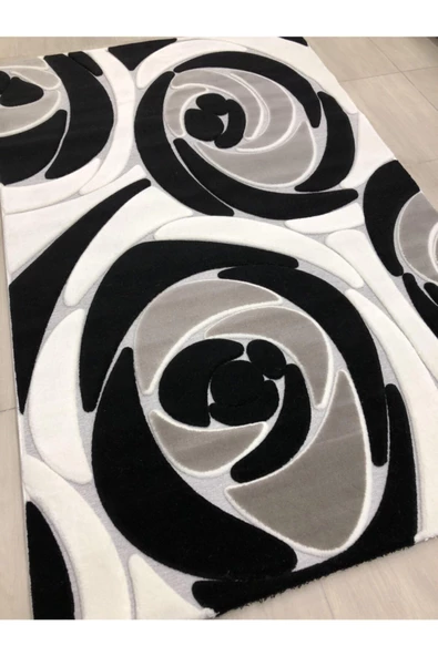 Jade Je 0018-03 Siyah Beyaz Halı - Resim 2