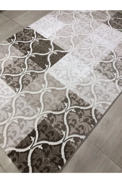 Halı Divina Vizon Krem Kareli 150x233 4 M2 Halı ! - 5