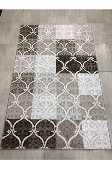 Halı Divina  Vizon Krem Kareli 150x233  4 M2 Halı !