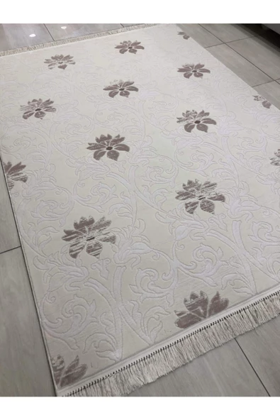Ezo 0767 A  Beyaz Pudra 4 M2 Halı  165 x 230 - Resim 2