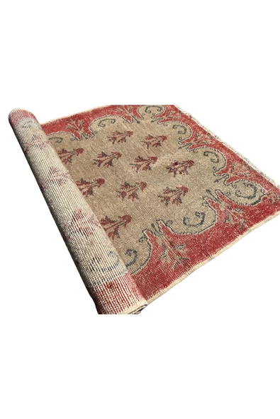 EL DOKUMA 100X255 ESKİTME %100 YÜN VİNTAGE TURUNCU YOLLUK ! - Resim 7