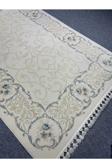 Sentez 7001 A 150x230 Beyaz Turkuaz 4 M2 Halı - Resim 2