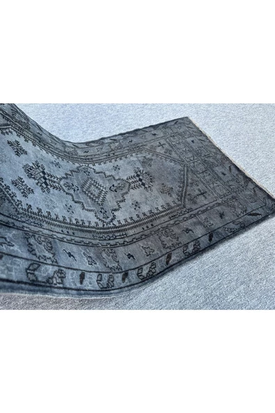 EL DOKUMA 84x150 ESKİTME AZ HATALI VINTAGE %100 YÜN MAVİ HALI ! - Resim 6