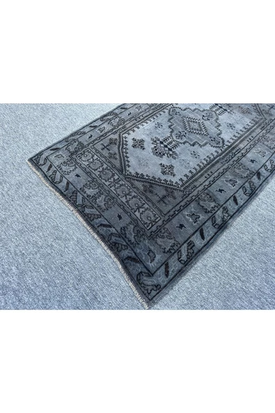 EL DOKUMA 84x150 ESKİTME AZ HATALI VINTAGE %100 YÜN MAVİ HALI ! - Resim 3