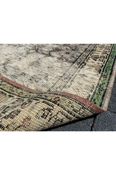 EL DOKUMA ESKİTME ISPARTA HALISI 110X193 KAHVE YEŞİL DEKORATİF HALI ! - Resim 6