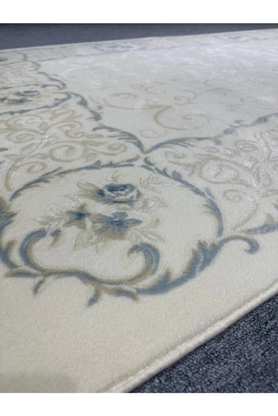 Sentez 7001 A 150x230 Beyaz Turkuaz 4 M2 Halı - Resim 4