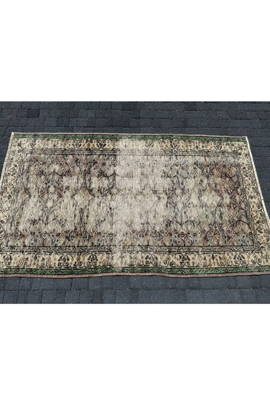 EL DOKUMA ESKİTME ISPARTA HALISI 110X193 KAHVE YEŞİL DEKORATİF HALI ! - Resim 7