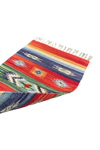 El Dokuması Dekoratif Kilim 60x95 Gökkuşağı Rengi %100 Yün Kilim - Resim 6