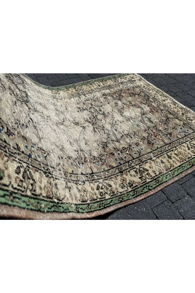 EL DOKUMA ESKİTME ISPARTA HALISI 110X193 KAHVE YEŞİL DEKORATİF HALI ! - Resim 8