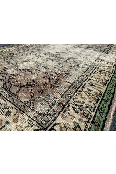 EL DOKUMA ESKİTME ISPARTA HALISI 110X193 KAHVE YEŞİL DEKORATİF HALI ! - Resim 3