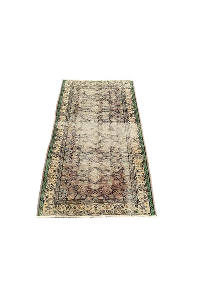 EL DOKUMA ESKİTME ISPARTA HALISI 110X193 KAHVE YEŞİL DEKORATİF HALI ! ürün görseli