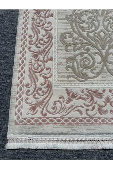 Pamuk Seccade Çeyizlik Hediyelik Yumuşak Lüks Namazlık 80x125 Pudra Pembesi Krem Vizon - 7
