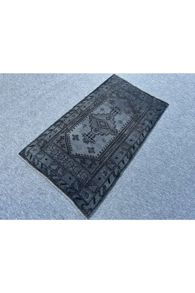 EL DOKUMA 84x150 ESKİTME AZ HATALI VINTAGE %100 YÜN MAVİ HALI ! - Resim 2