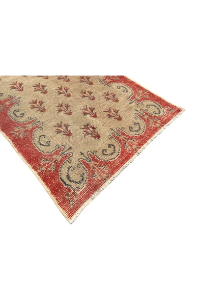 EL DOKUMA 100X255 ESKİTME %100 YÜN VİNTAGE TURUNCU YOLLUK ! - Resim 3