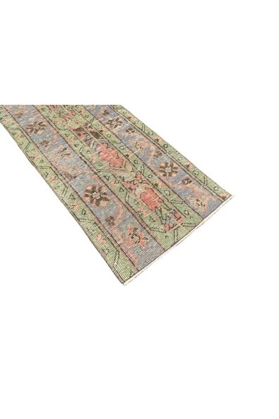 EL DOKUMA ESKİTME YOLLUK 49X302 YEŞİL TURKUAZ 3 METRE VINTAGE YOLLUK - Resim 2