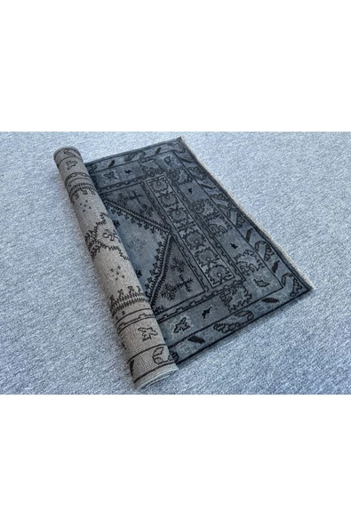 EL DOKUMA 84x150 ESKİTME AZ HATALI VINTAGE %100 YÜN MAVİ HALI ! - Resim 8