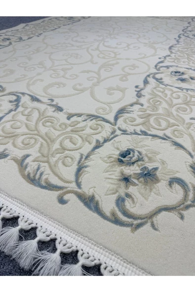 Sentez 7001 A 150x230 Beyaz Turkuaz 4 M2 Halı - Resim 3