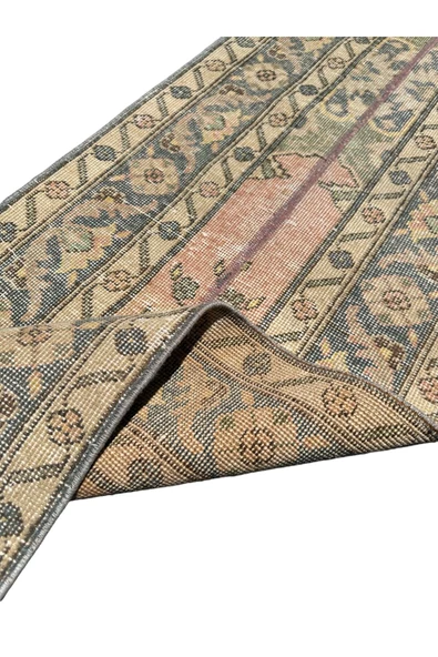 El Dokuma Vintage Isparta Halısı 61x393 Eskitme Turuncu Yün Yolluk - Resim 5