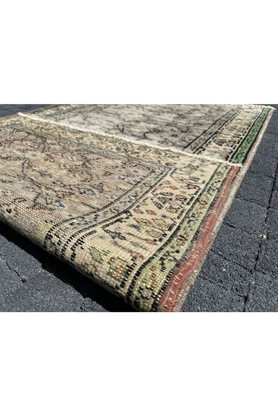 EL DOKUMA ESKİTME ISPARTA HALISI 110X193 KAHVE YEŞİL DEKORATİF HALI ! - Resim 4