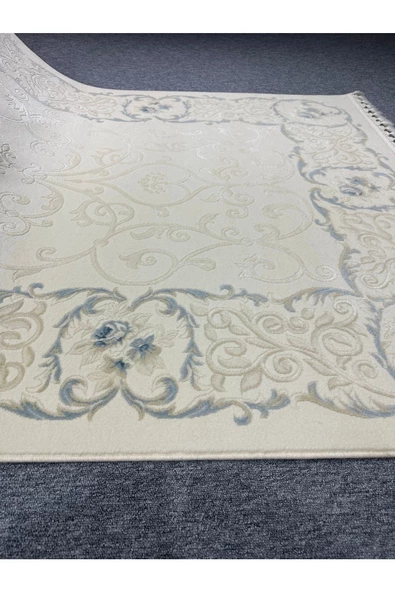 Sentez 7001 A 150x230 Beyaz Turkuaz 4 M2 Halı - Resim 7