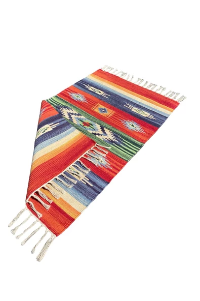 El Dokuması Dekoratif Kilim 60x95 Gökkuşağı Rengi %100 Yün Kilim - Resim 7