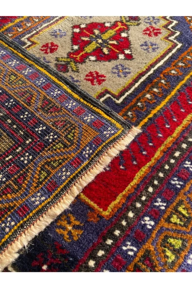 EL DOKUMA ORTAKÖY HALISI 65X120 YASTIK KÖK BOYA YÜN KÜÇÜK HALI - 5