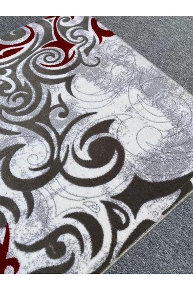 Burak Halı Klasik 12057 AS 100x200 Gri Kırmızı 2 Metre Yolluk - 4