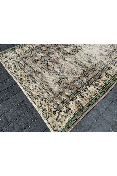 EL DOKUMA ESKİTME ISPARTA HALISI 110X193 KAHVE YEŞİL DEKORATİF HALI ! - Resim 2