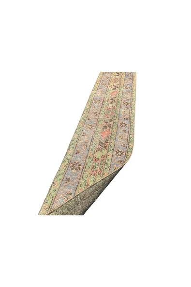 EL DOKUMA ESKİTME YOLLUK 49X302 YEŞİL TURKUAZ 3 METRE VINTAGE YOLLUK - Resim 5