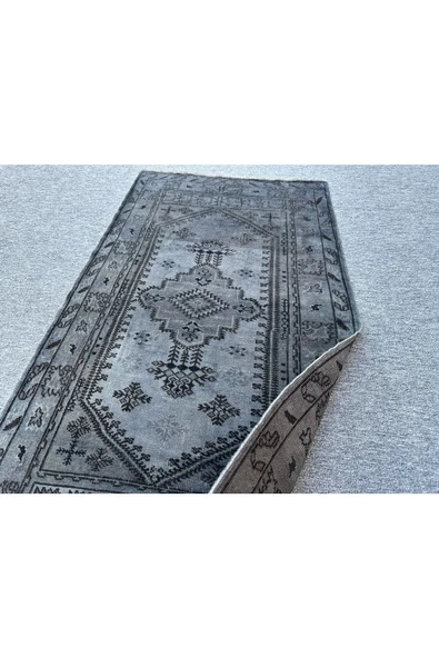 EL DOKUMA 84x150 ESKİTME AZ HATALI VINTAGE %100 YÜN MAVİ HALI ! - Resim 4