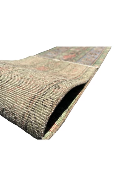 EL DOKUMA ESKİTME YOLLUK 49X302 YEŞİL TURKUAZ 3 METRE VINTAGE YOLLUK - Resim 7