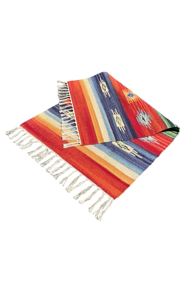 El Dokuması Dekoratif Kilim 60x95 Gökkuşağı Rengi %100 Yün Kilim - Resim 8