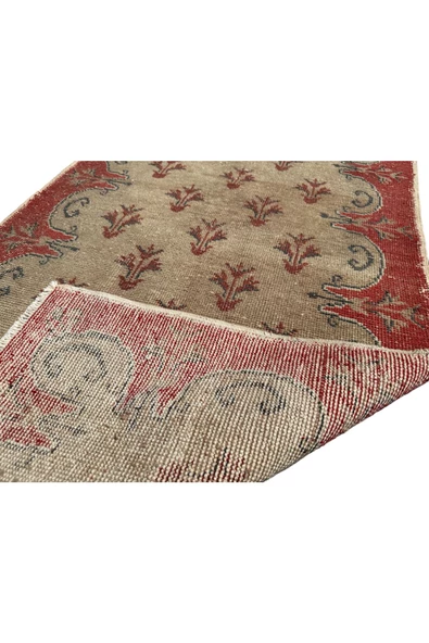 EL DOKUMA 100X255 ESKİTME %100 YÜN VİNTAGE TURUNCU YOLLUK ! - Resim 6