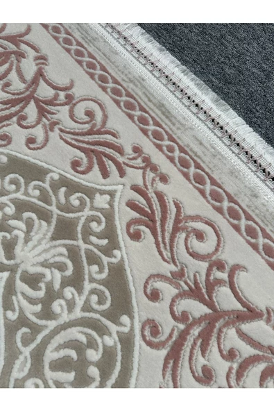 Pamuk Seccade Çeyizlik Hediyelik Yumuşak Lüks Namazlık 80x125 Pudra Pembesi Krem Vizon - 5