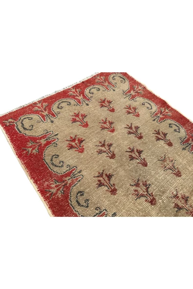 EL DOKUMA 100X255 ESKİTME %100 YÜN VİNTAGE TURUNCU YOLLUK ! - Resim 5